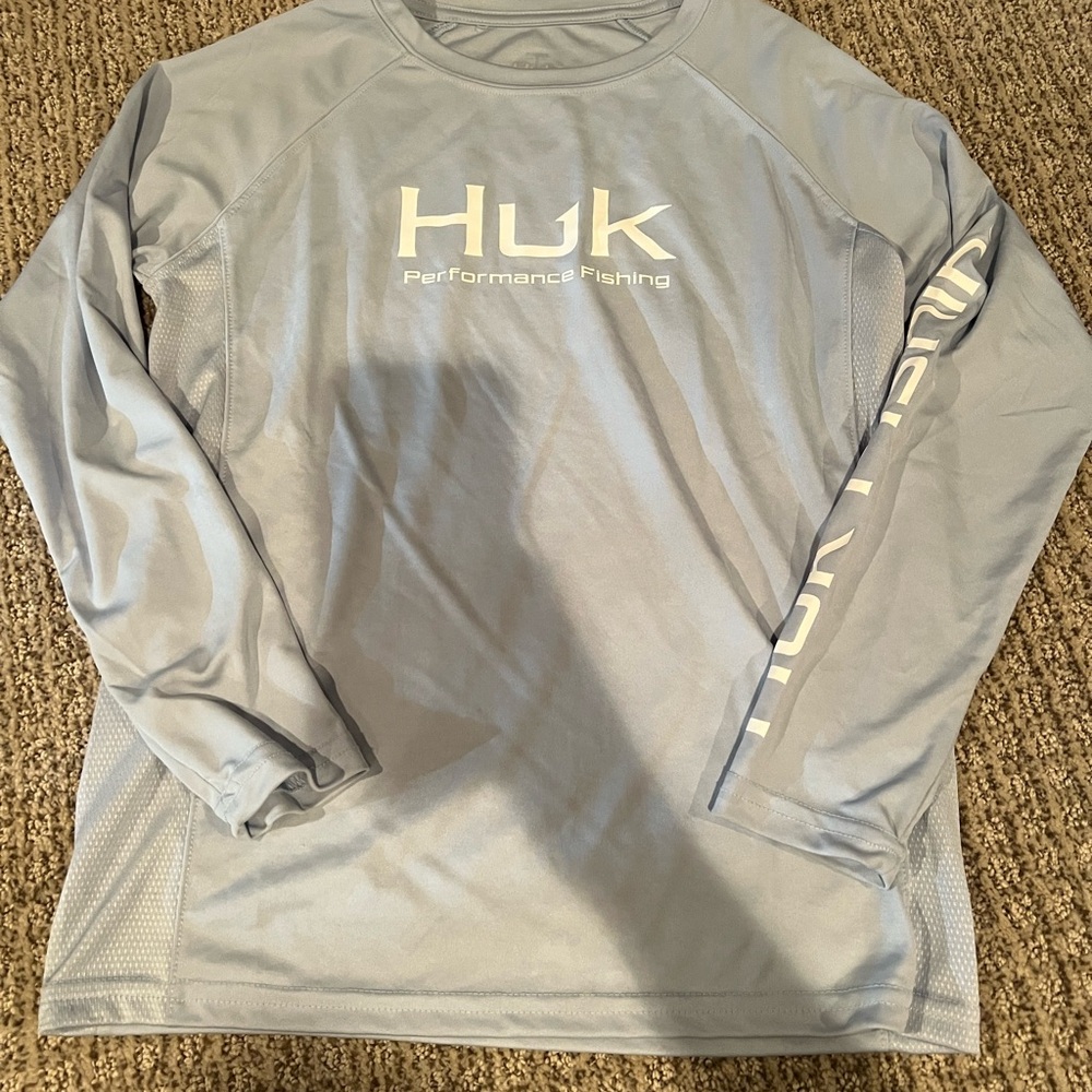 Huk Youth Light Blue Performance Fishing Shirt